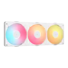 Front. CORSAIR - iCUE LINK RX360 II Unified Frame RGB PWM Fans with iCUE LINK System Hub - White - White.