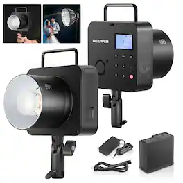 Neewer - 400Ws TTL Outdoor Flash - 2.4G/HSS with Bowens Mount & Battery for Studio & Location