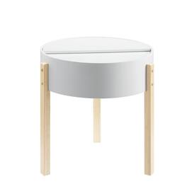 Manhattan Lane - Round Wooden End Table with Hidden Storage - White and Brown