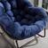Alt View 4. GOODSILO - Outdoor Rattan Rocking Chair Padded Cushion Rocker Recliner for Porch, Living Room, Patio, Garden - Navy Blue.