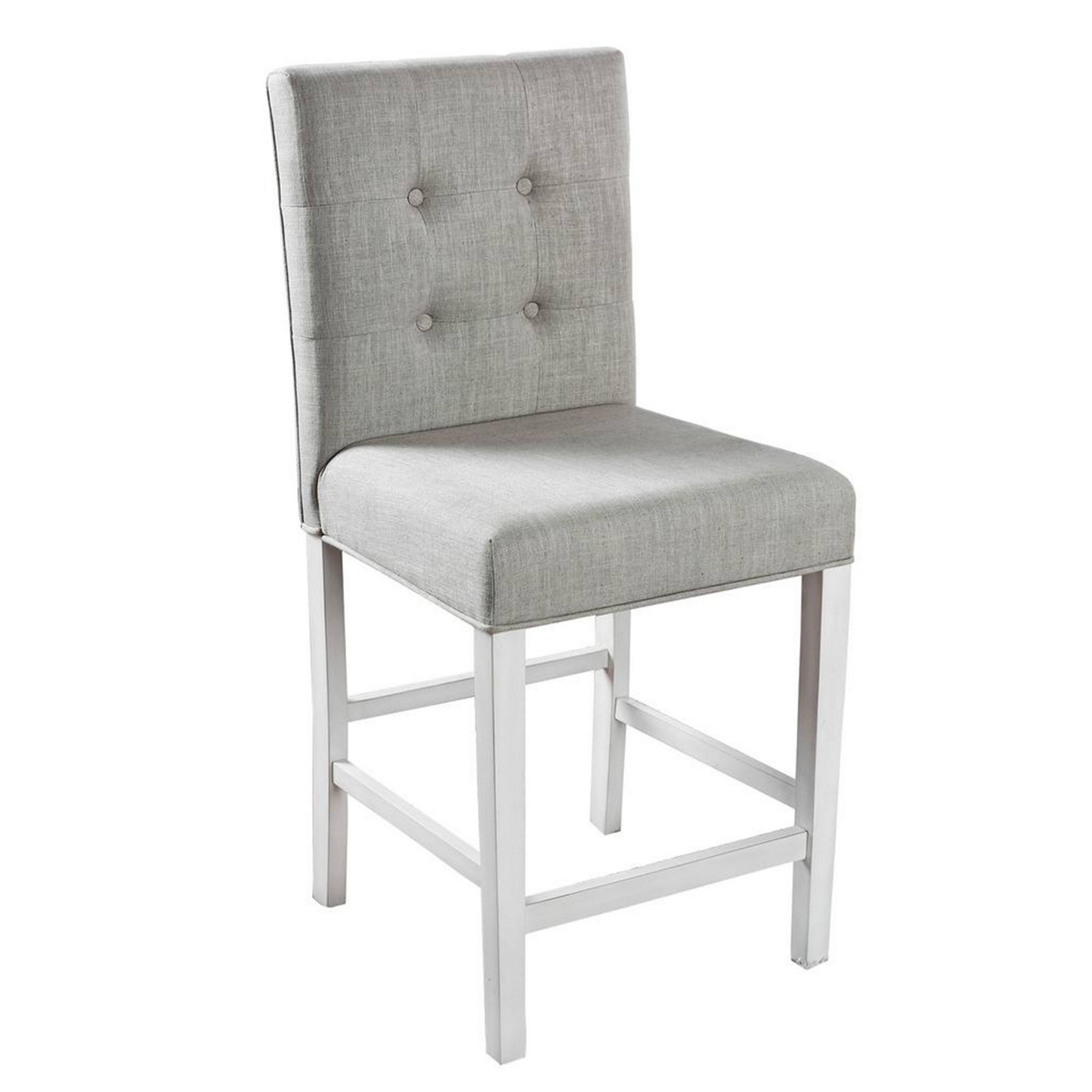 Alt View 1. Manhattan Lane - Fabric Upholstered Solid Wood Counter Height Chair, White and Gray, Pack of Two - White And Gray.