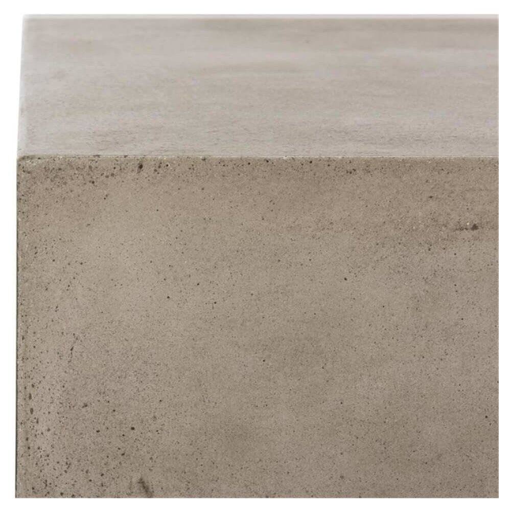 Left. Safavieh - Gargon Indoor/Outdoor Modern Concrete 9.84-Inch H Coffee Table With Casters - Gray.