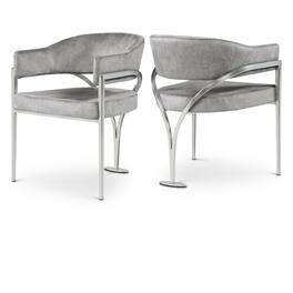 Meridian Furniture - Madelyn Grey Velvet Dining Chair, Set of 2 - Gray