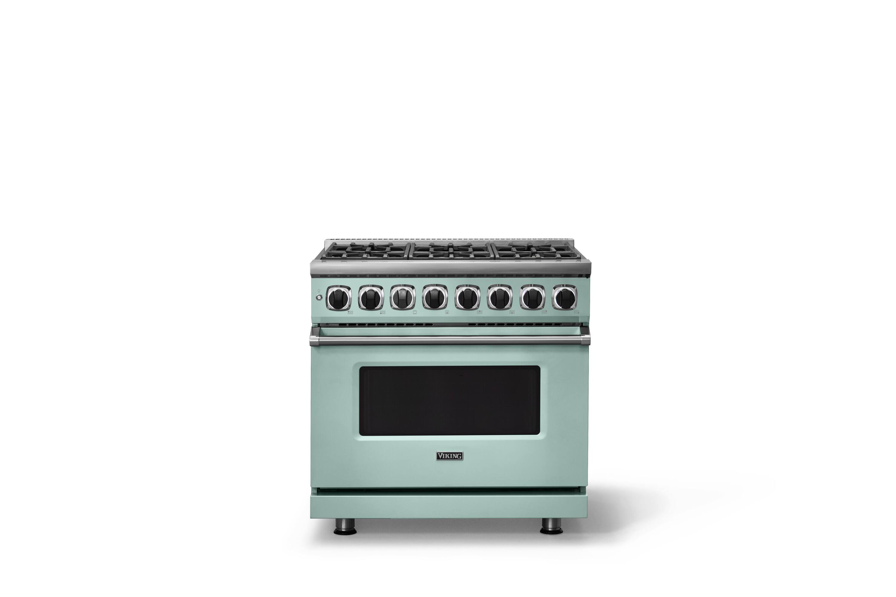 Alt View 4. Viking - 36 in. Wide 6 Burner Dual Fuel Sealed Burner Range-LP - Splash.