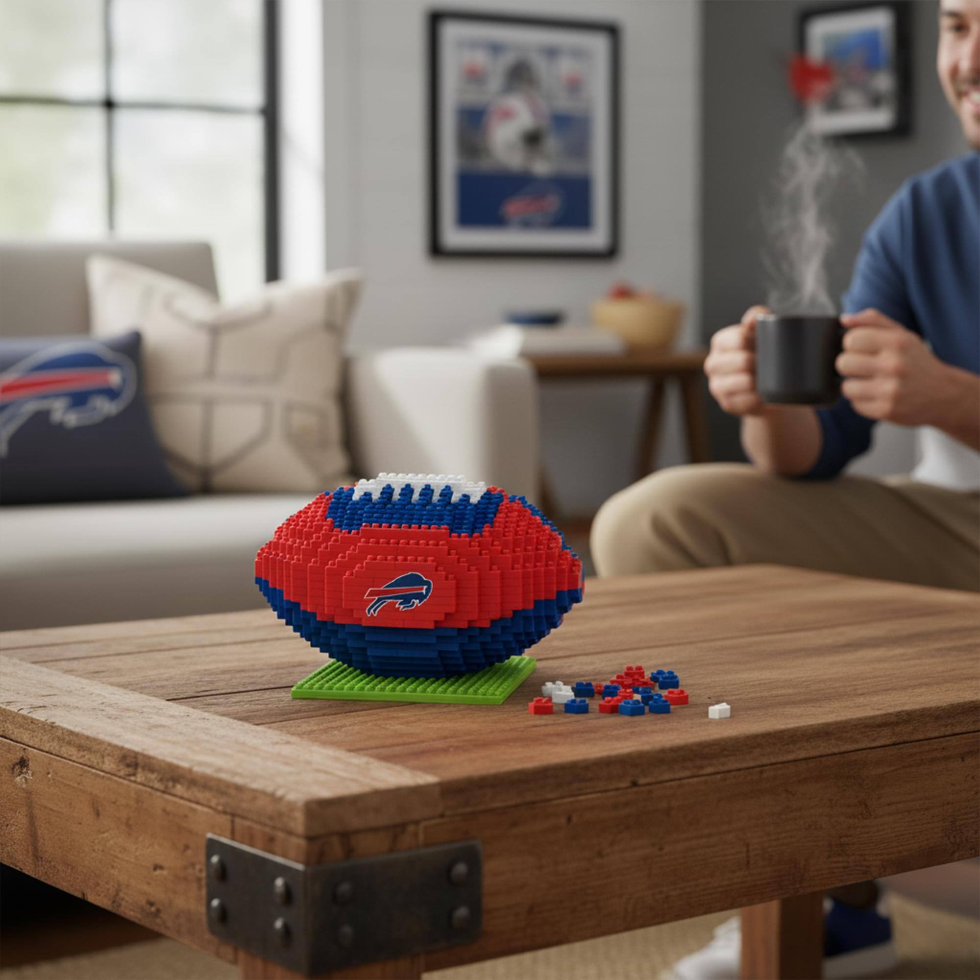 Alt View 10. Forever Collectibles - Buffalo Bills NFL BRXLZ Football 704-Piece Building Block Set - Red.