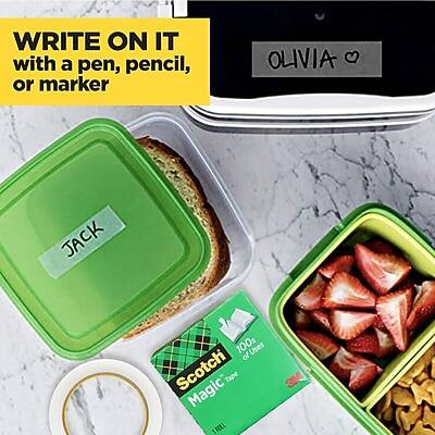 WRITE ON IT with a pen, pencil, or marker

OLIVIA

JACK

100 uses of Scotch Magic Tape

3M