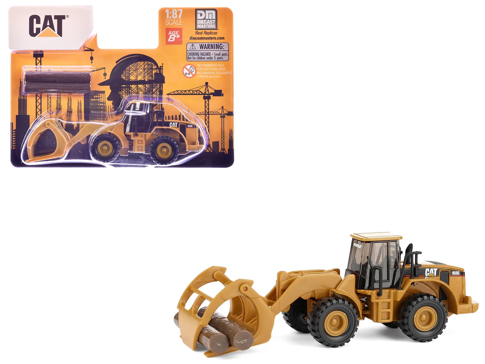 CAT Caterpillar 950G Wheel Loader Yellow with Log Fork and Wood Log Accessories 1/87 (HO) Scale Model by Diecast Masters price history on PriceWatchPro
