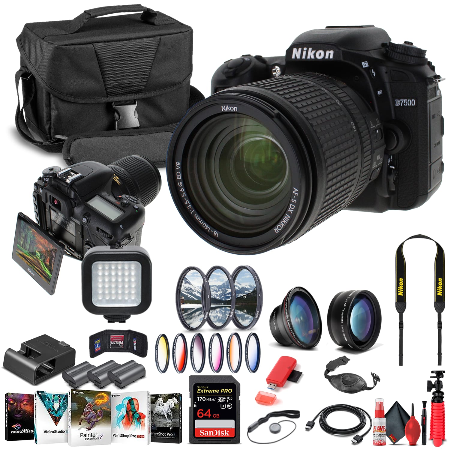 Nikon - D7500 DSLR Camera W/ 18-140mm Lens 1582  - Advanced Bundle (International Version)
