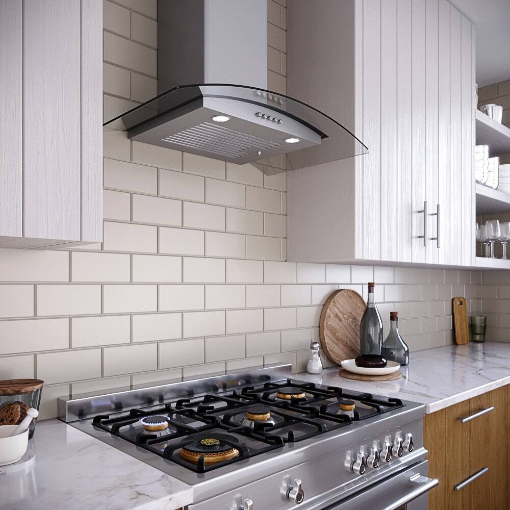 Back. Streamline - 30 in. Rubiani Convertible Wall Mount 220 CFM Range Hood, Baffle Filters, Push Button Control, LED Lights - Brushed Stainless Steel.