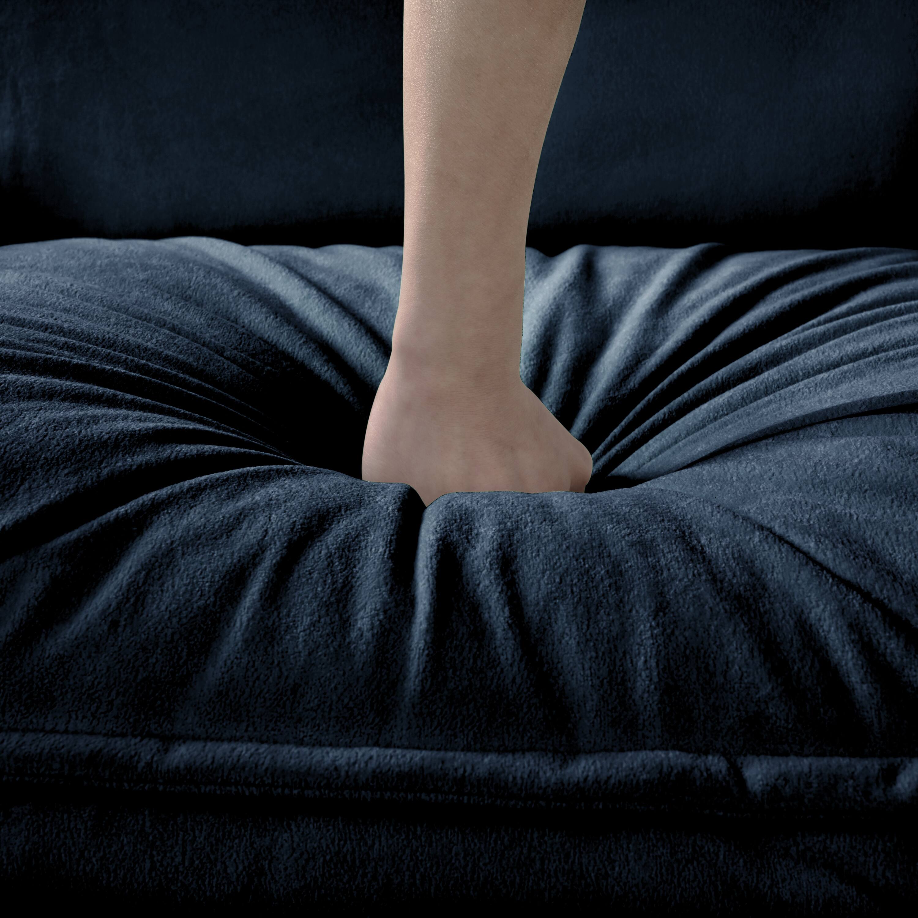 Alt View 1. COWLOWN - Oversized 41.73in Chenille Armchair with Toss Pillow Modular Deep Seat Reading Chair for Living Room Bedroom Blue - Blue.