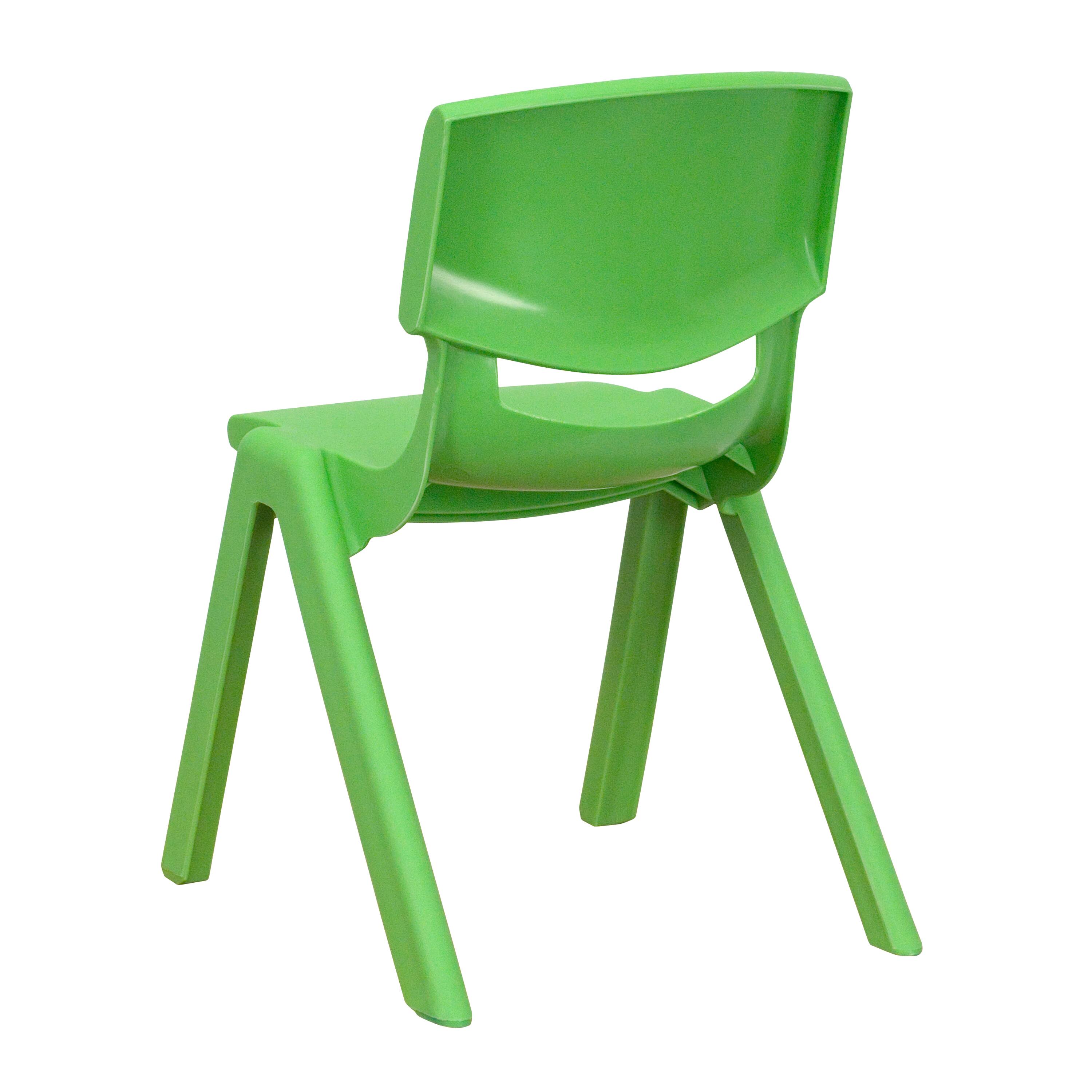 Alt View 6. Emma + Oliver - 2 Pack Plastic Stackable School Chair with 12"H Seat, Preschool Seating - Green.