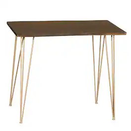 Carolina Chair & Table - Seti Live Edge Bar Table - Elm Top - Gold Base - Elm, Gold