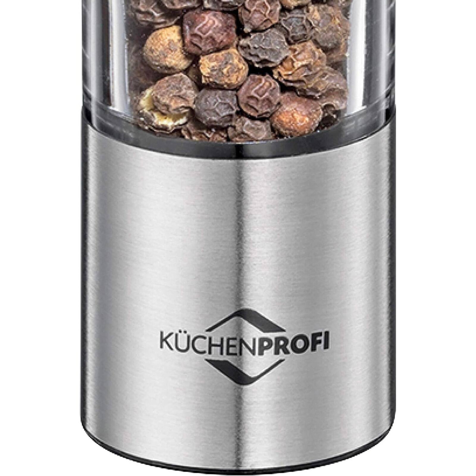 Alt View 2. Kuchenprofi - Pepper Push Mill Grinder, Stainless & Acrylic - Silver.
