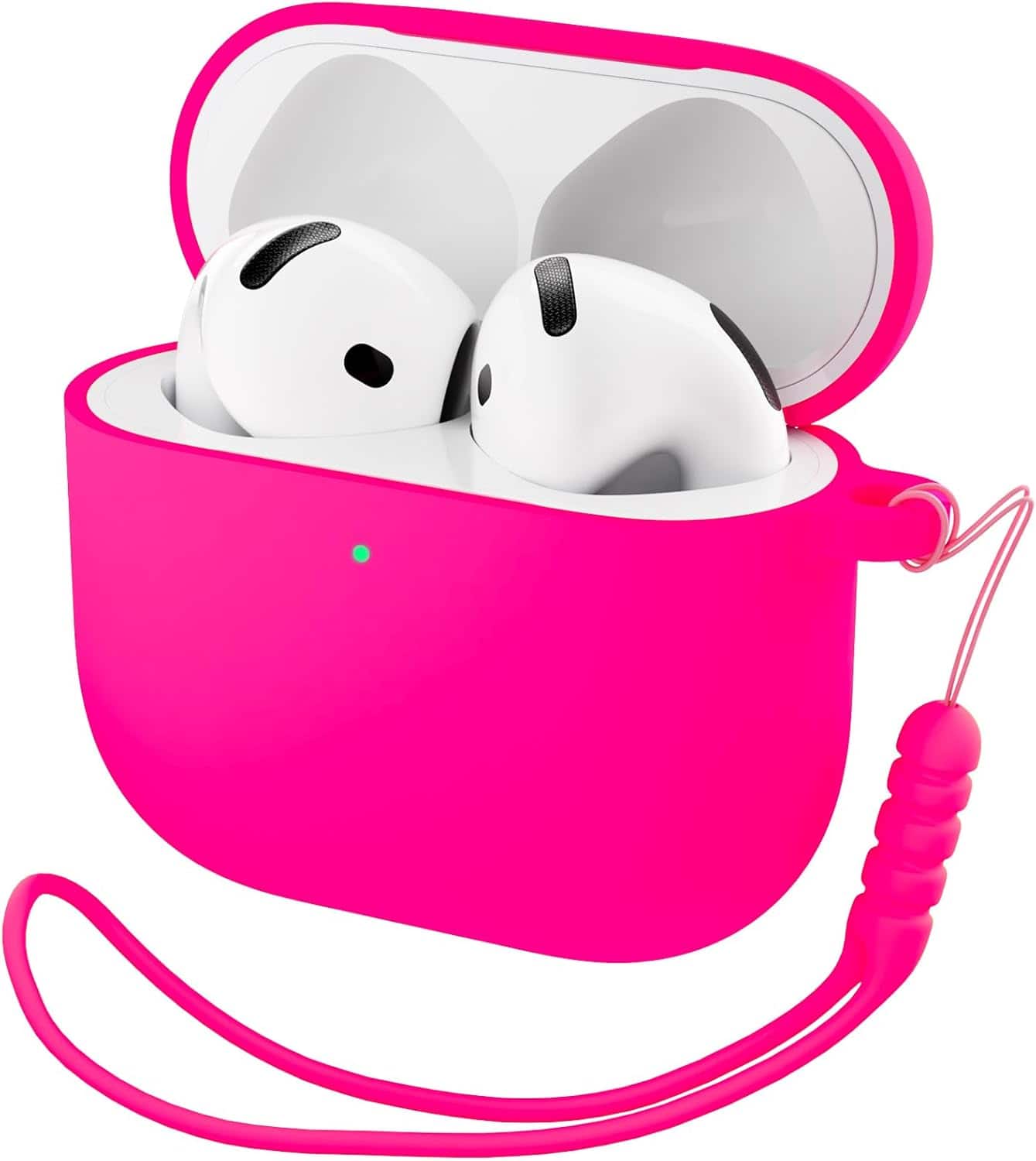 Front. Ornarto - ORNARTO for AirPods 4th Generation Case(2024), Soft Silicone Full Protective Cover with LED Visible - Hot Pink - Hot Pink.