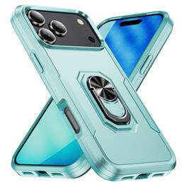Dteck - for Apple iPhone 17 Pro Max Heavy Duty Case with Foldable Metal Ring Stand,Fit Magnetic Car Holders,Shockproof Cover - Green