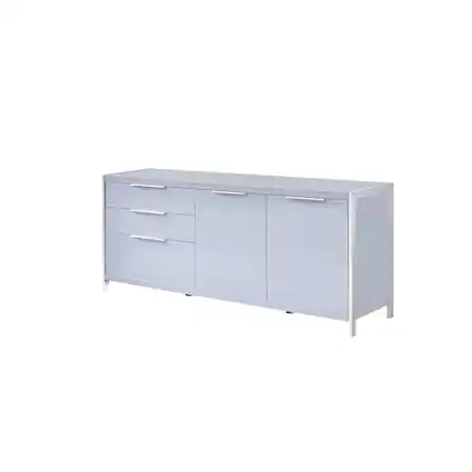 Front. Best Quality Furniture - High Gloss Gray cabinet stand with stainless steel handle - Grey.