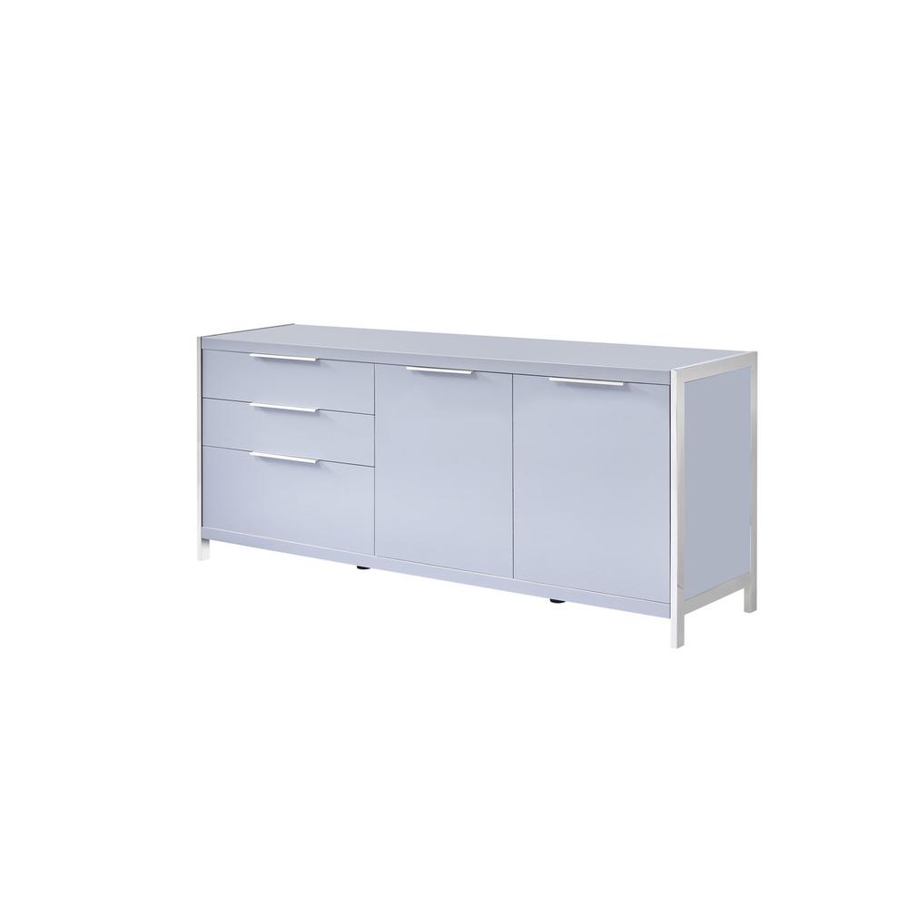 Front. Best Quality Furniture - High Gloss Gray cabinet stand with stainless steel handle - Grey.