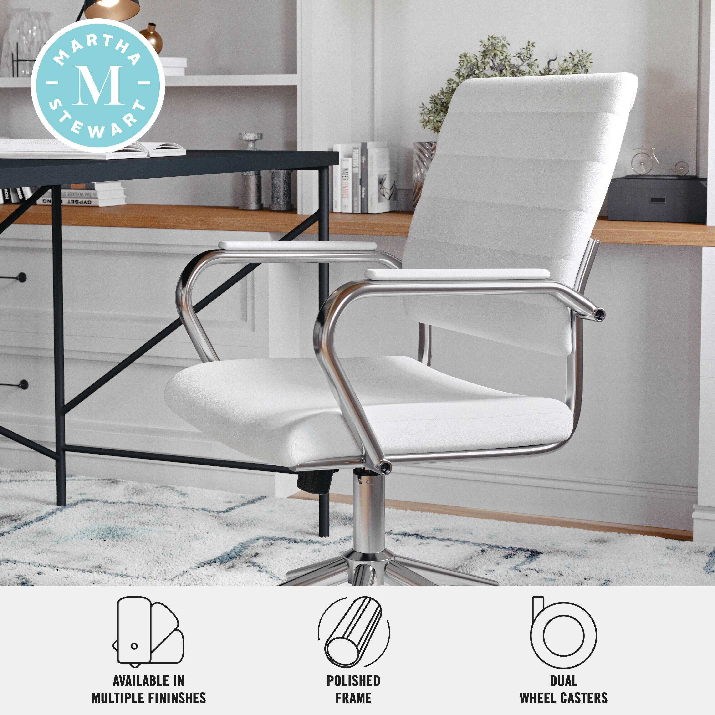 Martha Stewart is available in multiple finishes, including polished frame and dual wheel casters.