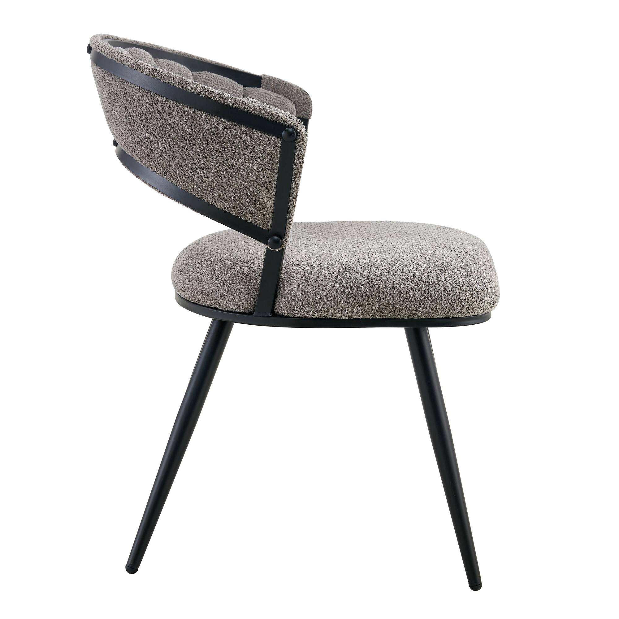 Alt View 10. Loheer - Loheer Dining Chairs Set of 2 Gray Chenille Upholstered Accent Chairs for Dining Room Kitchen, Black Legs, 1.83 ft - Black,Gray.