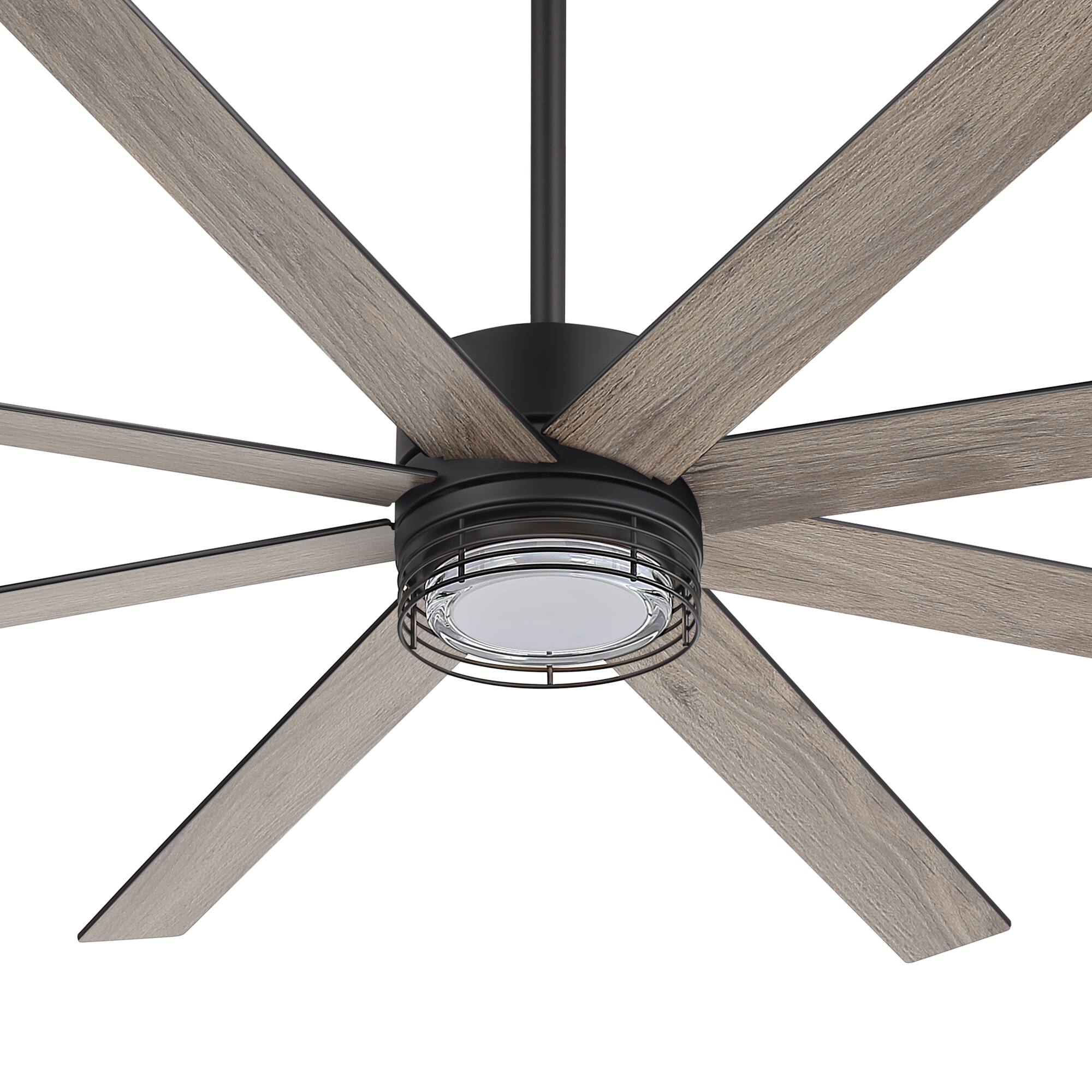 Alt View 10. Breezary - 72-Inch Modern Ceiling Fan with Dimmable 3-Color LED Light 8 Blades DC Motor Remote Timer Downrod Mount - 72-inch Black and Wood Grain.