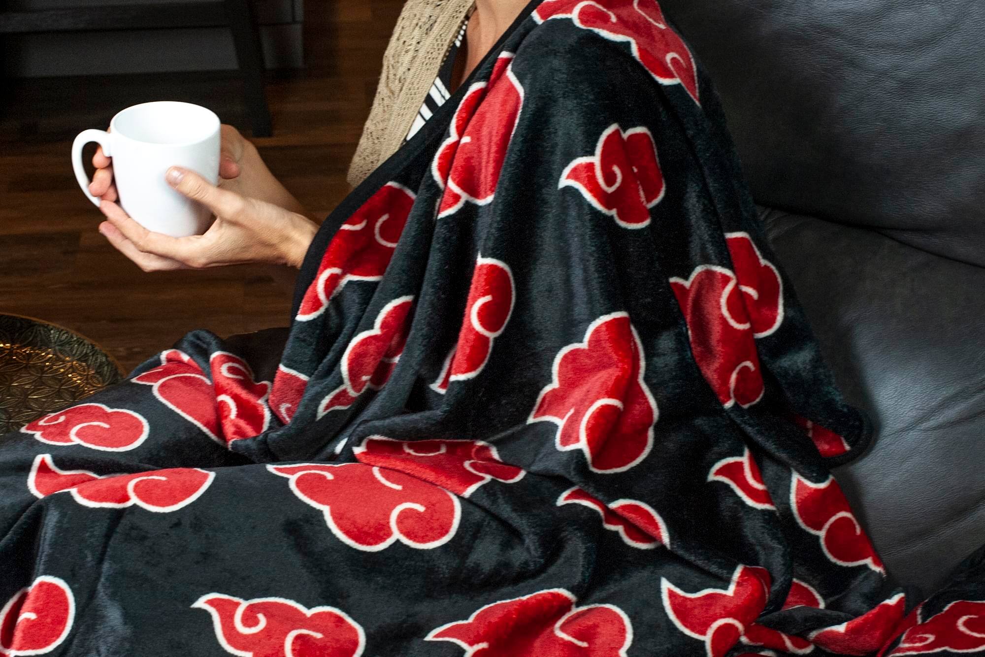 Alt View 4. Just Funky - Naruto: Shippuden Akatsuki Red Cloud Anime Throw Blanket | 60 x 45 Inches - Red.