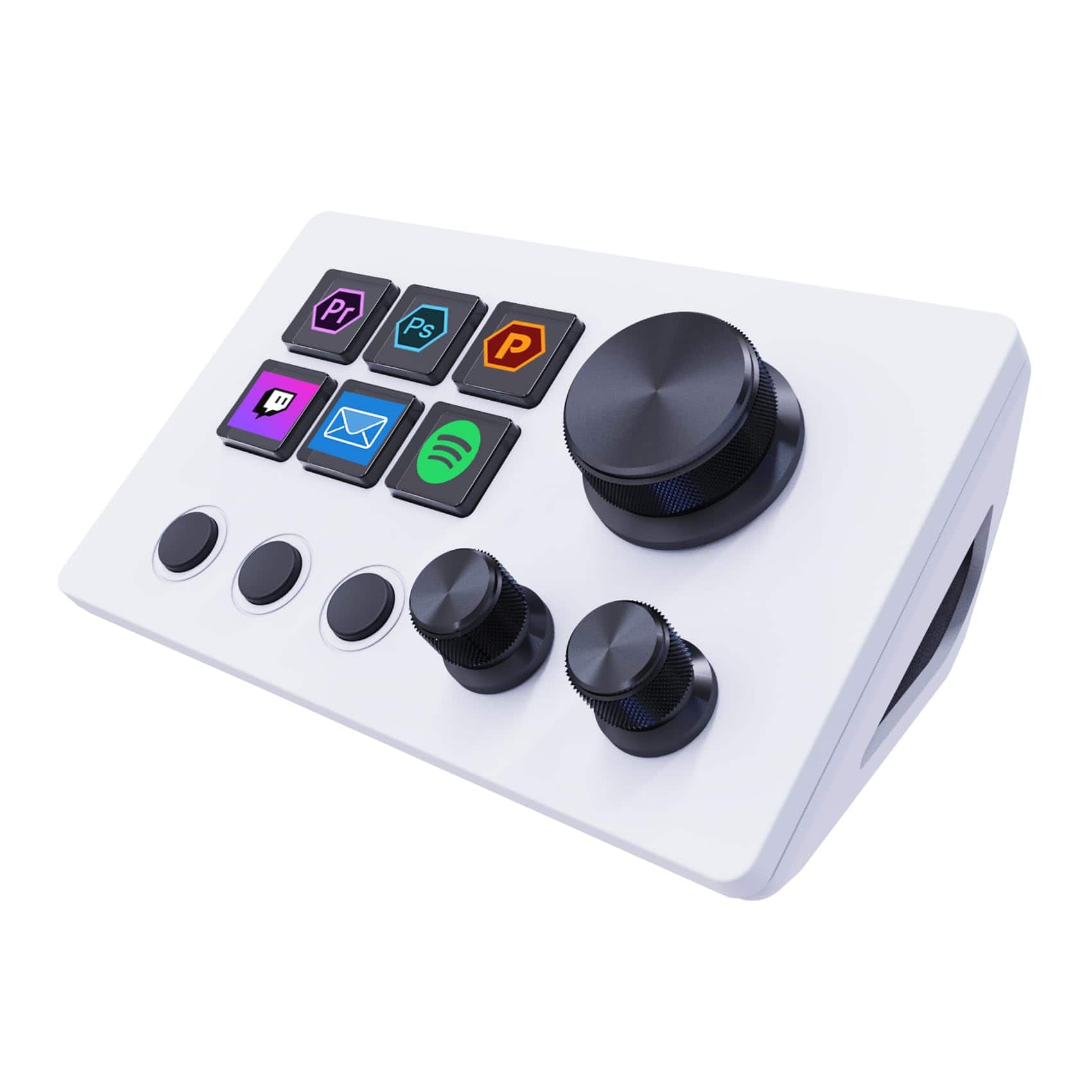 Cozy Serene - Streaming Macro Keypad Stream Controller Deck Gaming Shortcut With Customizable 6 Lcd Keys 3 Buttons And Knobs Trigger - White
