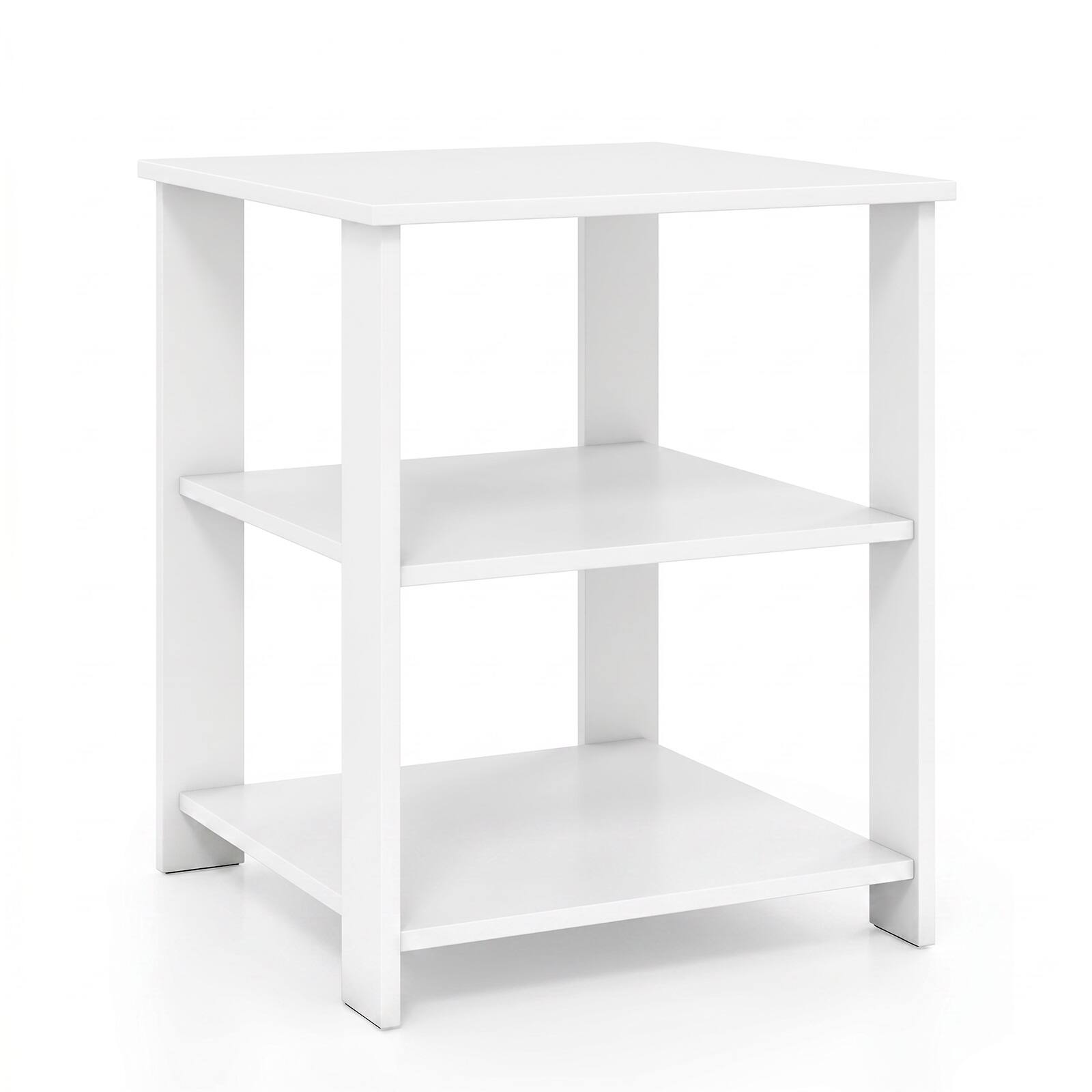 Alt View 7. Gymax - Gymax 3-Tier End Table Square Side Table w/Open Storage Shelves for Living Room White - White.
