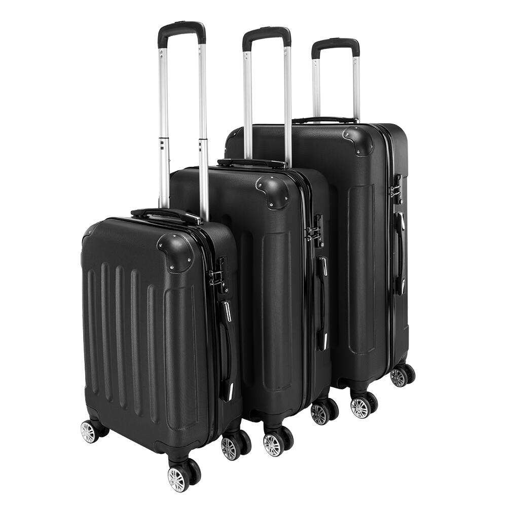 Alt View 7. Winado - 20"/24"/28" 3-Piece Hardshell Carry-On Luggage Set, Lightweight ABS Suitcase with Spinner Wheels & TSA Lock - Black.