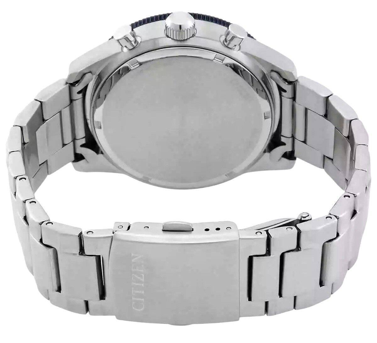 Left. Citizen - Eco-Drive Chronograph Stainless Steel Blue Dial CA4554-84L 100M Men's Watch - Blue.