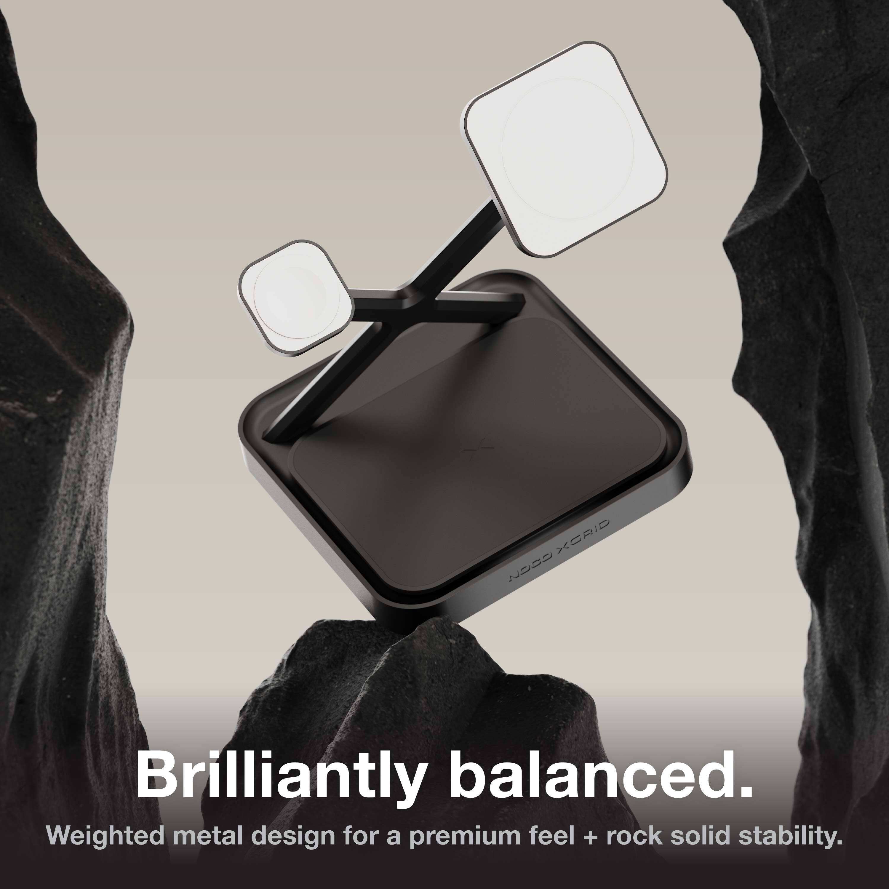 Brilliantly balanced.  
Weighted metal design for a premium feel + rock solid stability.