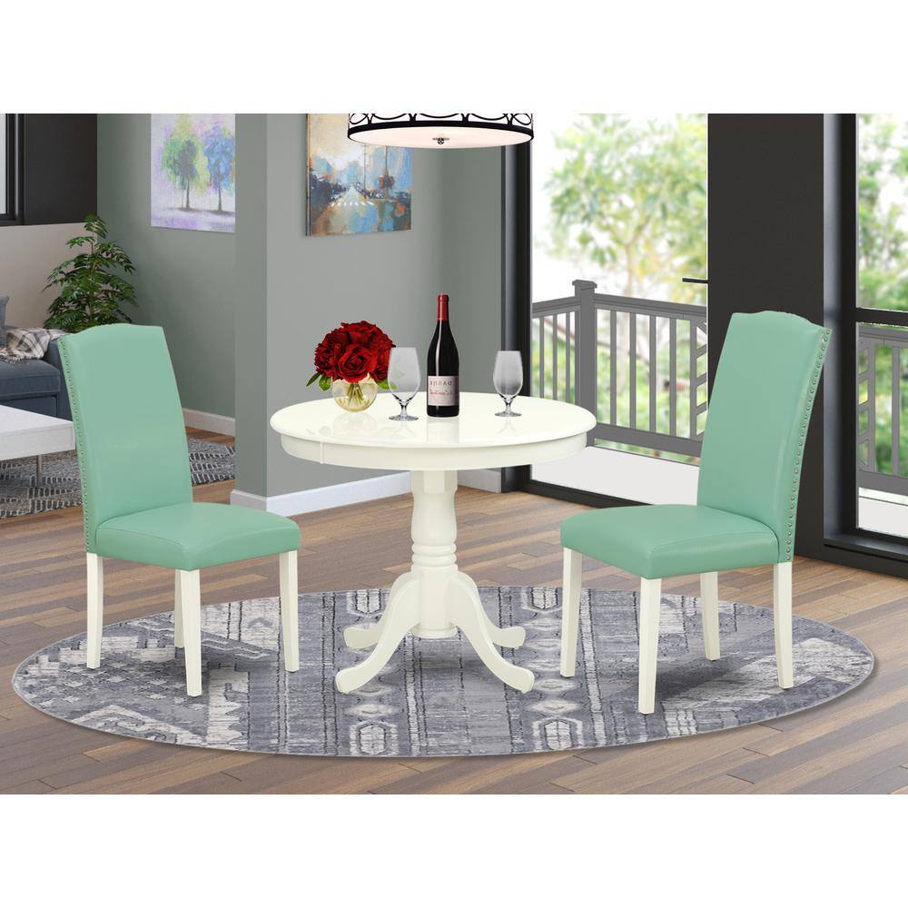Left. East West Furniture - Dining Room Set Linen White - Brown.