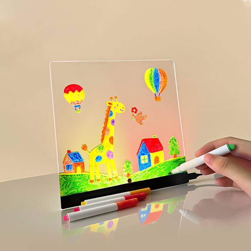 Back. Aukfa - Rechargeable LED Drawing Board Type-C Fast Charging, 4 Dynamic Light Effects,On-the-Go, Includes 7 Pens & 5 Templates..