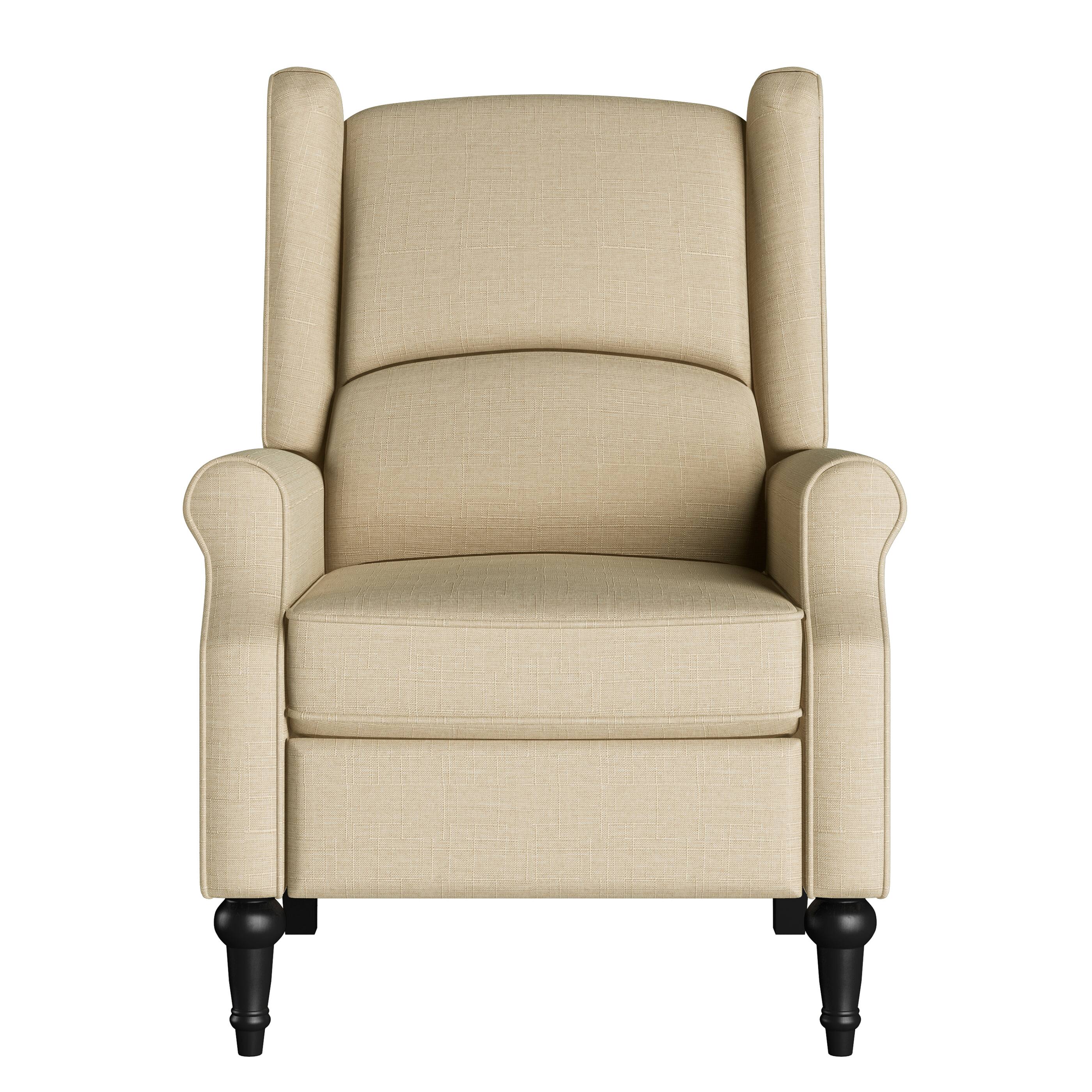 Front. ProLounger - Schryer Wingback Pushback Recliner - Oatmeal Tan.
