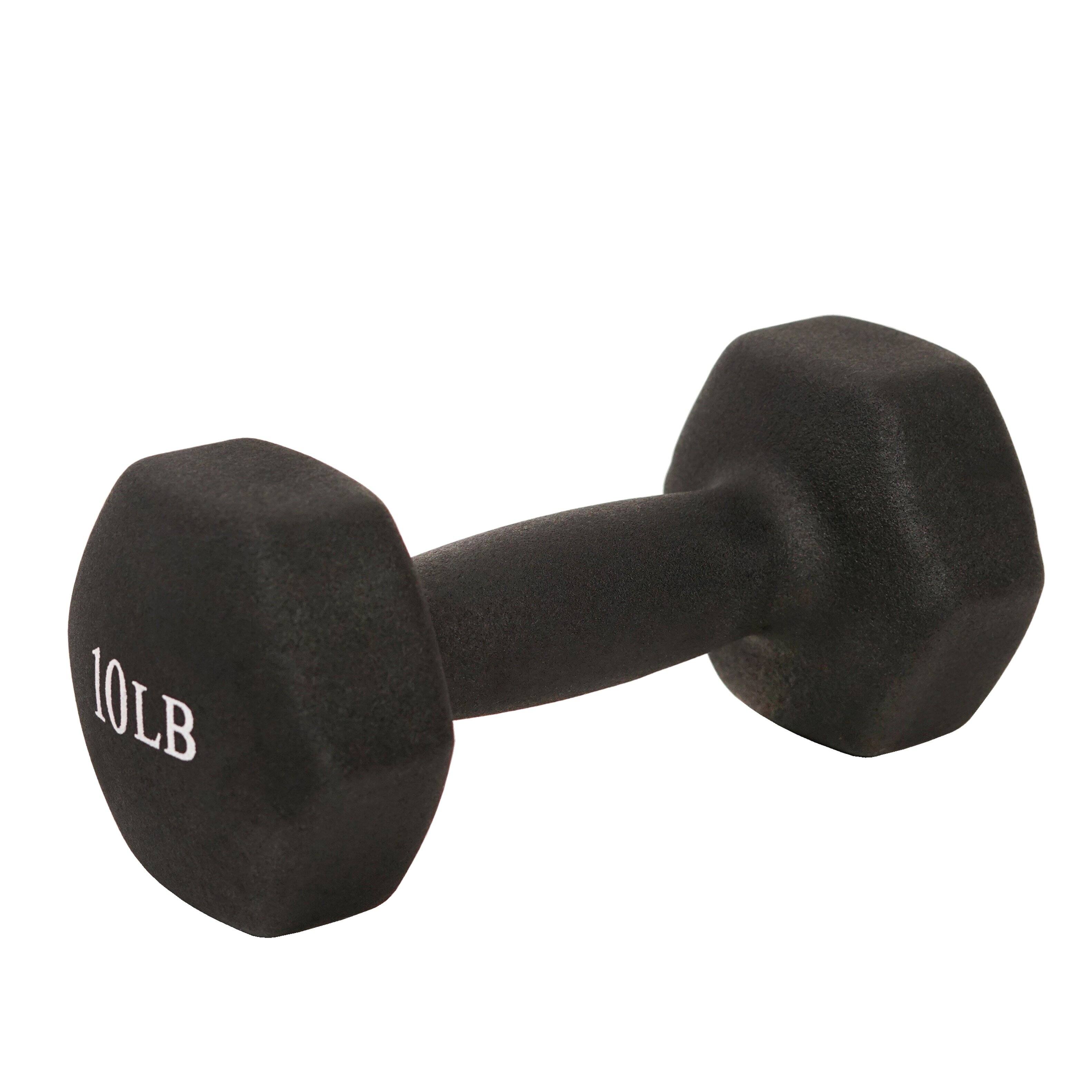 Back. Sunny Health & Fitness - Neoprene Dumbbell Set (Pair) - 10 LB - Black.