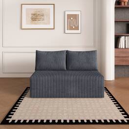 Ropilly - Modular Sleeper Sofa Modern Corduroy Couch Dark Grey Foam Filled Sectional with Deep Seat - Dark Gray