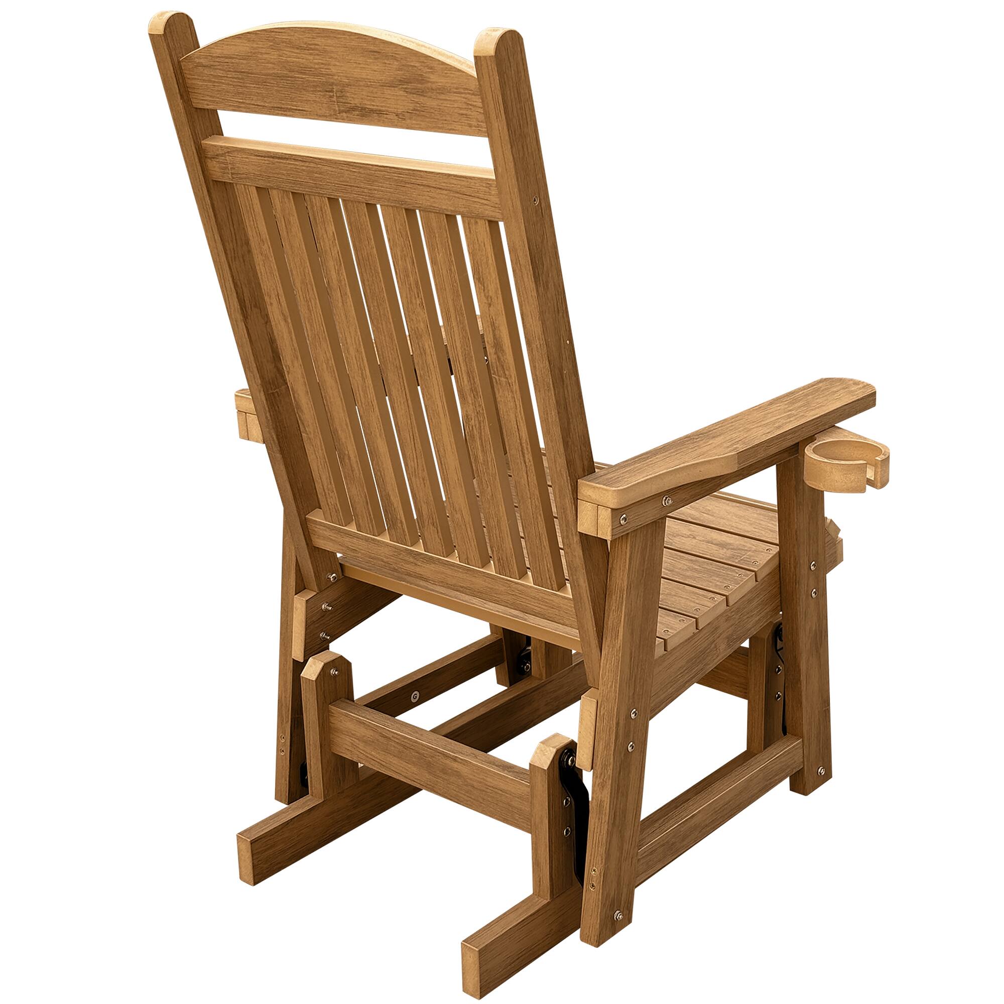 Back. Fortune Candy - HIPS Patio Glider with Cup Holders,All-Weather,Heavy Duty 700 LBS Capacity for Garden/Yard - Light Brown.