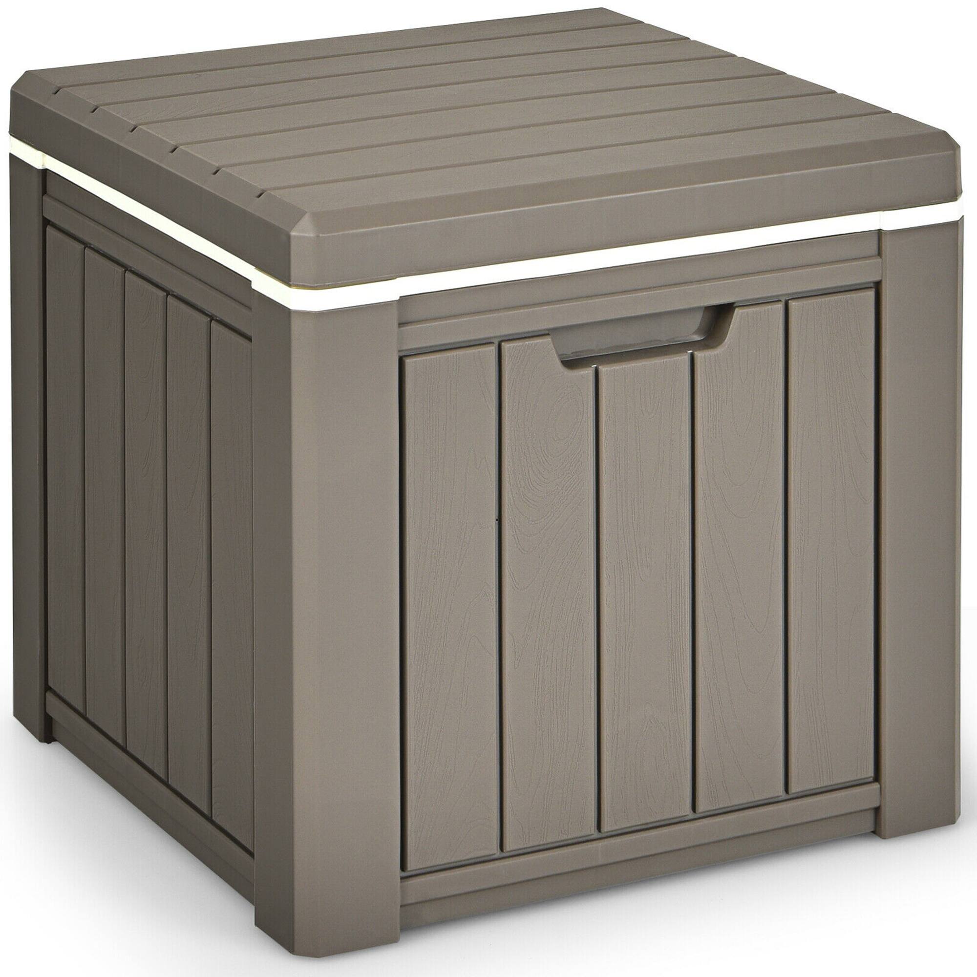 Alt View 8. Gymax - Gymax Patio 10 Gallon Ice Cube Cooler Box Table Stool Storage W/Handle Brown - Coffee.