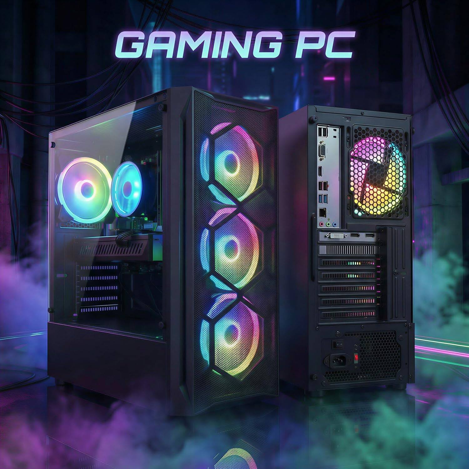 Left. STGAubron - STGAubron Gaming Desktop PC, Radeon RX 580 8G, Intel Core i7 up to 3.9Ghz, 16G RAM, 1T SSD, WiFi 6, BT 5.0, Win11 Home - Black.