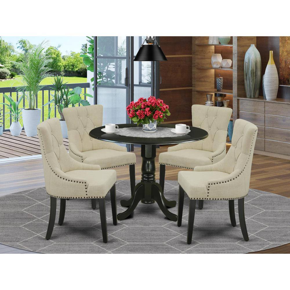 Left. East West Furniture - Dining Room Set Black - Brown.