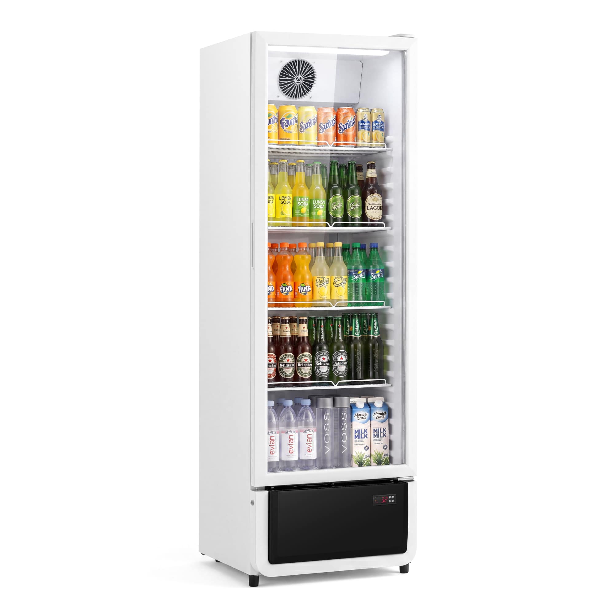 Yeego - Commercial Merchandiser Refrigerator, 9.89 cu. ft. Glass Door with Adjustable Shelves & LED, for Grocery Chains - White