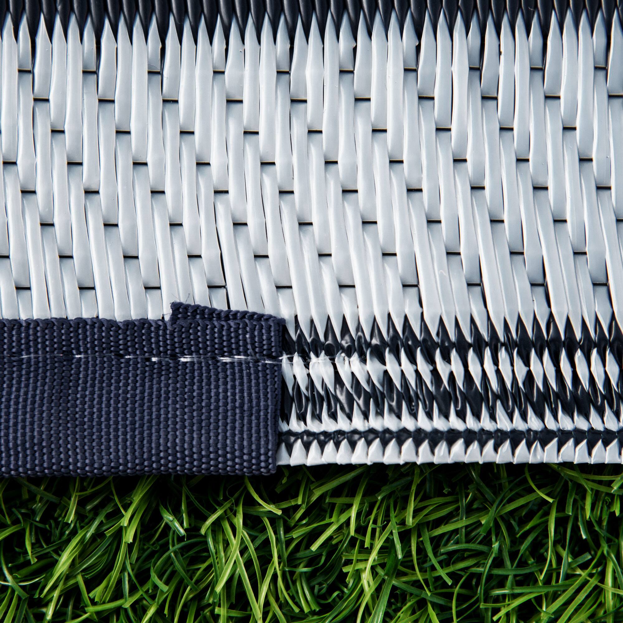 Alt View 7. Outsunny - Reversible Outdoor Rug, 9' x 18' Waterproof Plastic Straw Floor Mat, Portable RV Camping Carpet - Dark Blue, White.