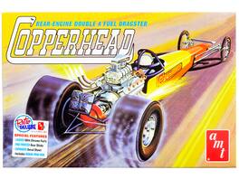 Skill 2 Model Kit 1934 Copperhead Rear-Engine Double A Fuel Dragster 1/25 Scale Model by AMT - Yellow
