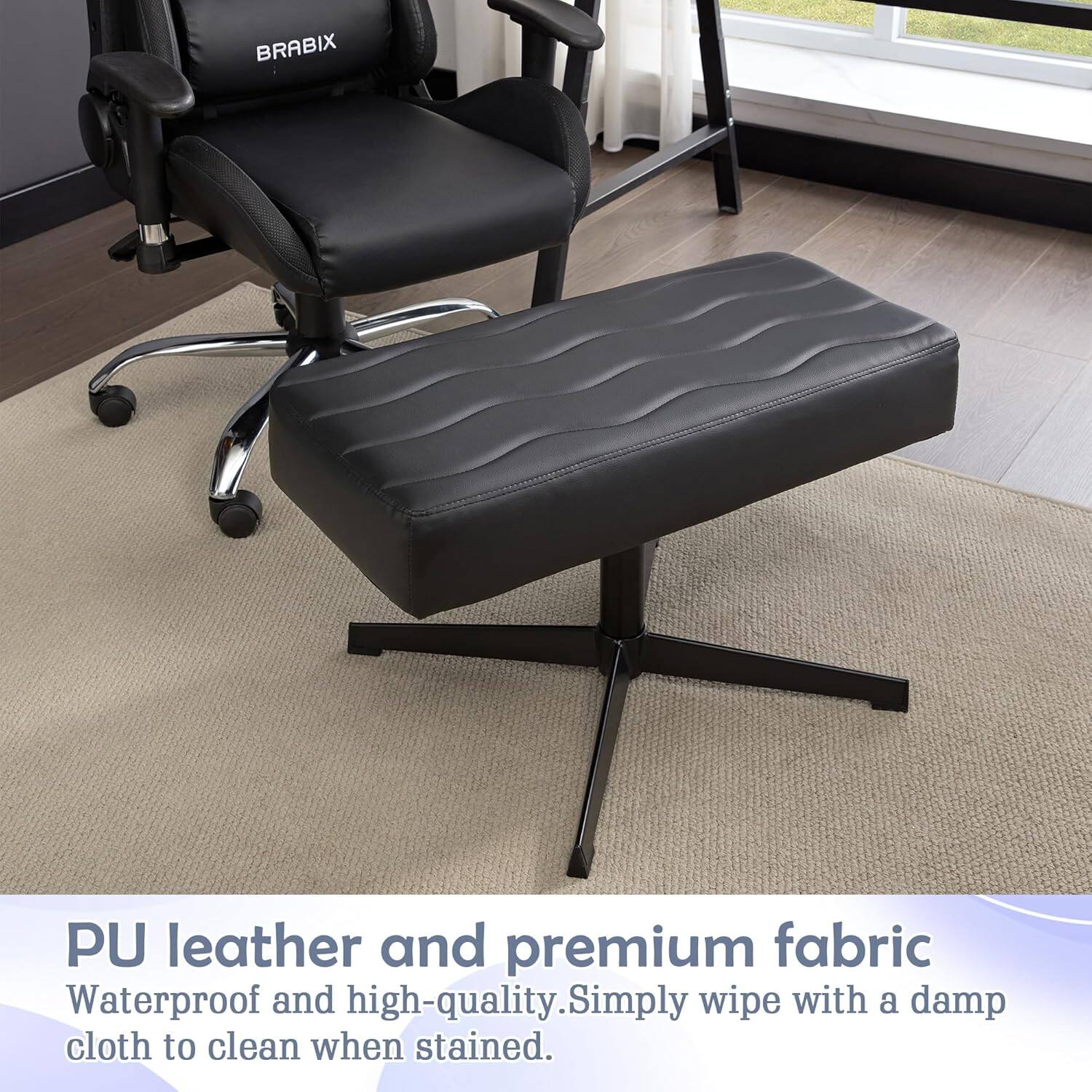 BRABIX

PU leather and premium fabric  
Waterproof and high-quality. Simply wipe with a damp cloth to clean when stained.