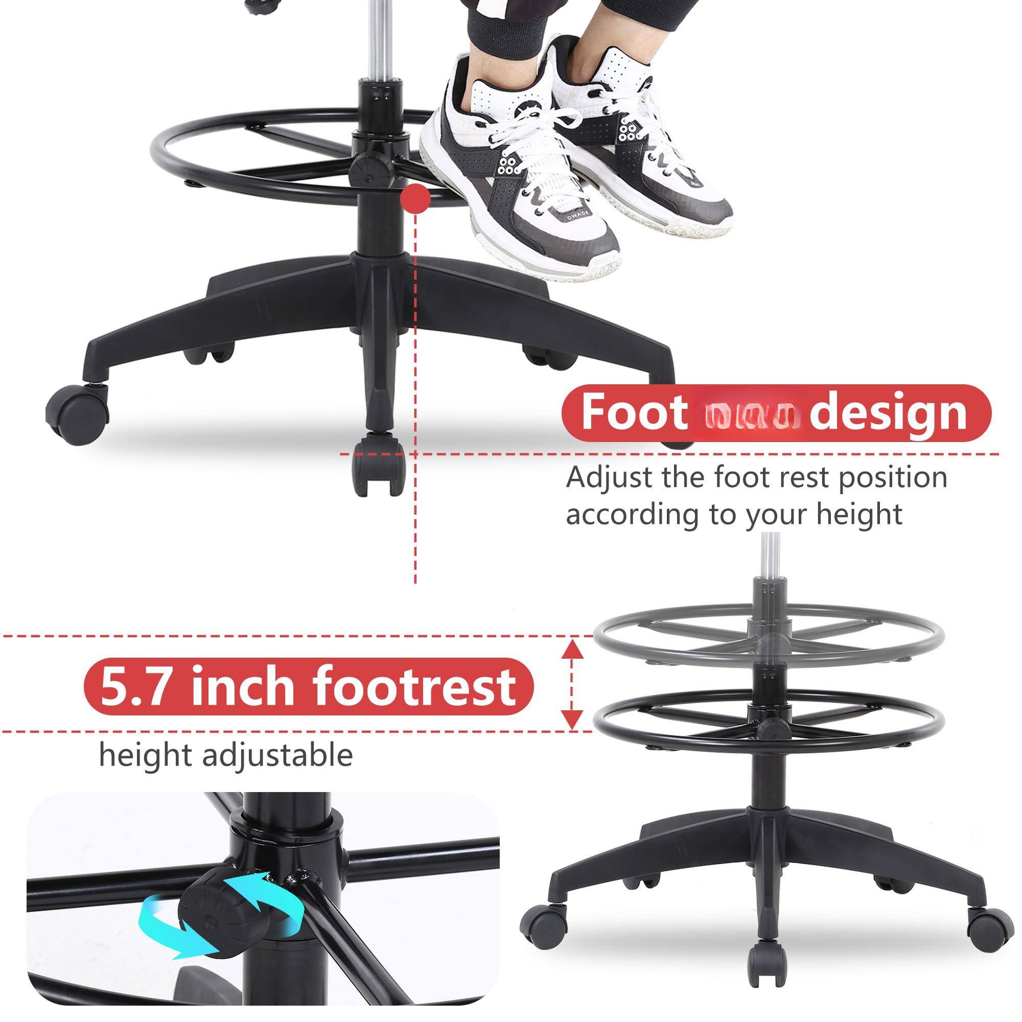Foot design  
Adjust the foot rest position according to your height  

5.7 inch footrest  
height adjustable