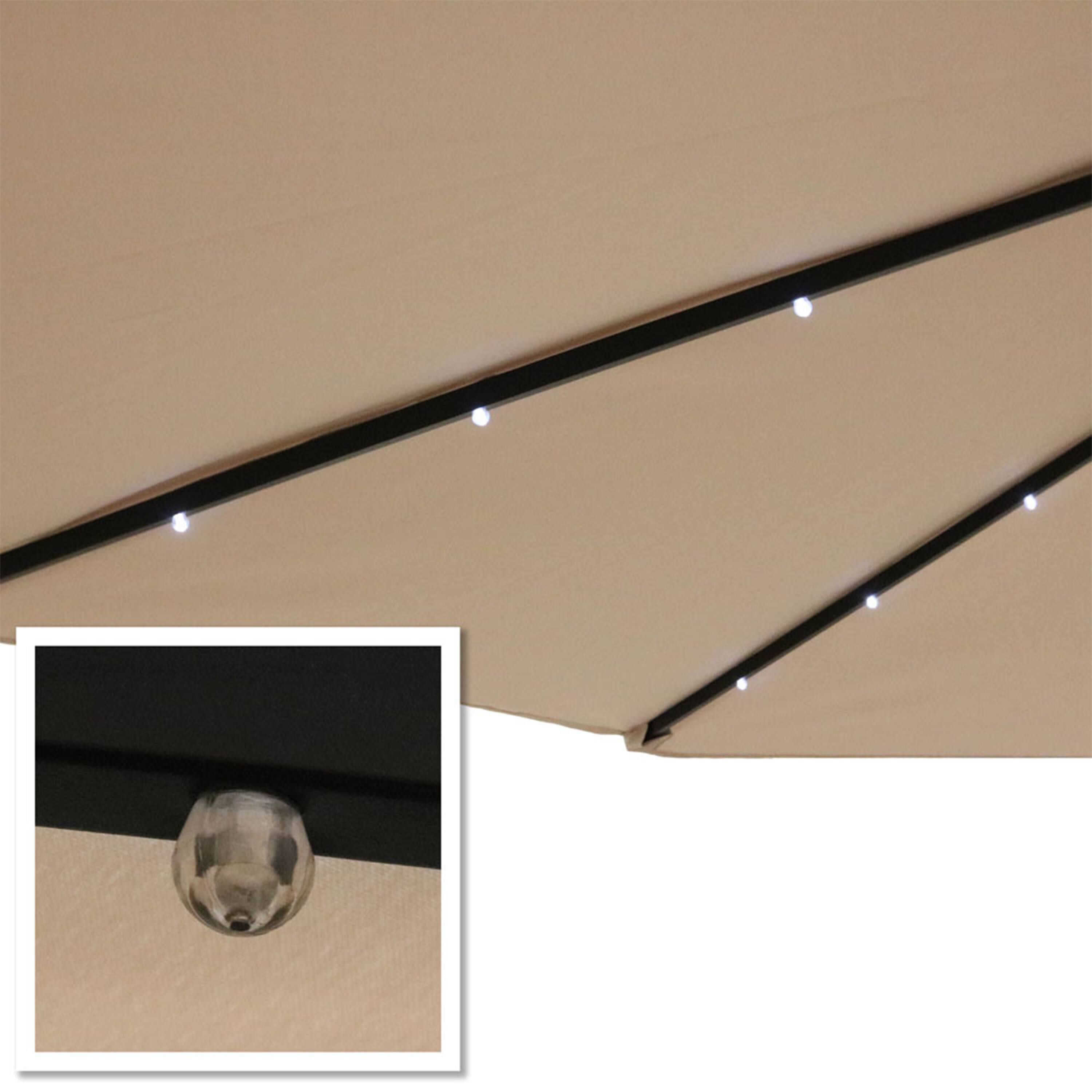 Alt View 10. Sunnydaze - 9 ft Solar Aluminum Patio Umbrella with Tilt and Crank - Beige.