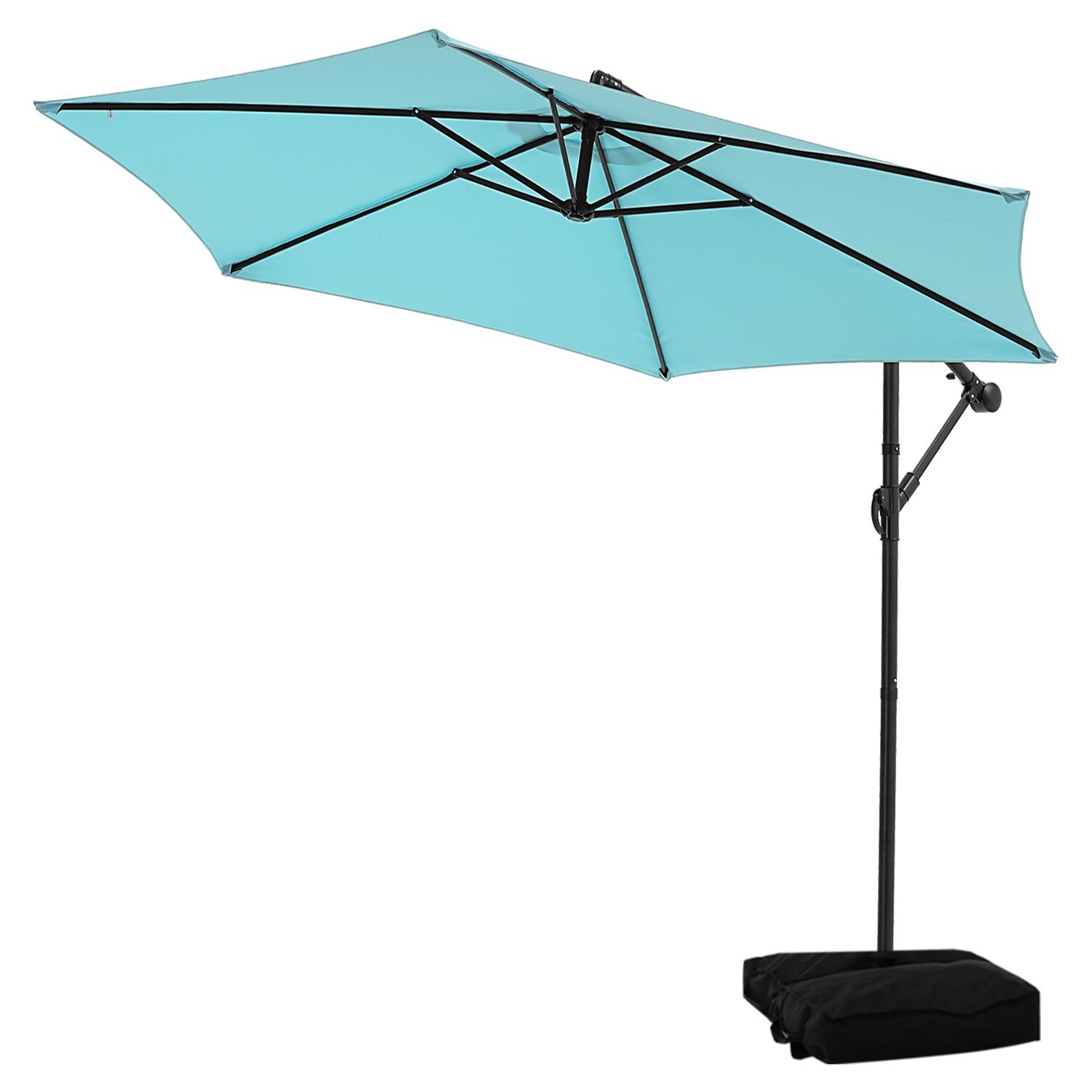 Back. Ainfox - Ainfox 10FT Outdoor Patio Yard Offset Umbrella with Cross Base for Market,Garden,Deck,Backyard,Pool - blue.