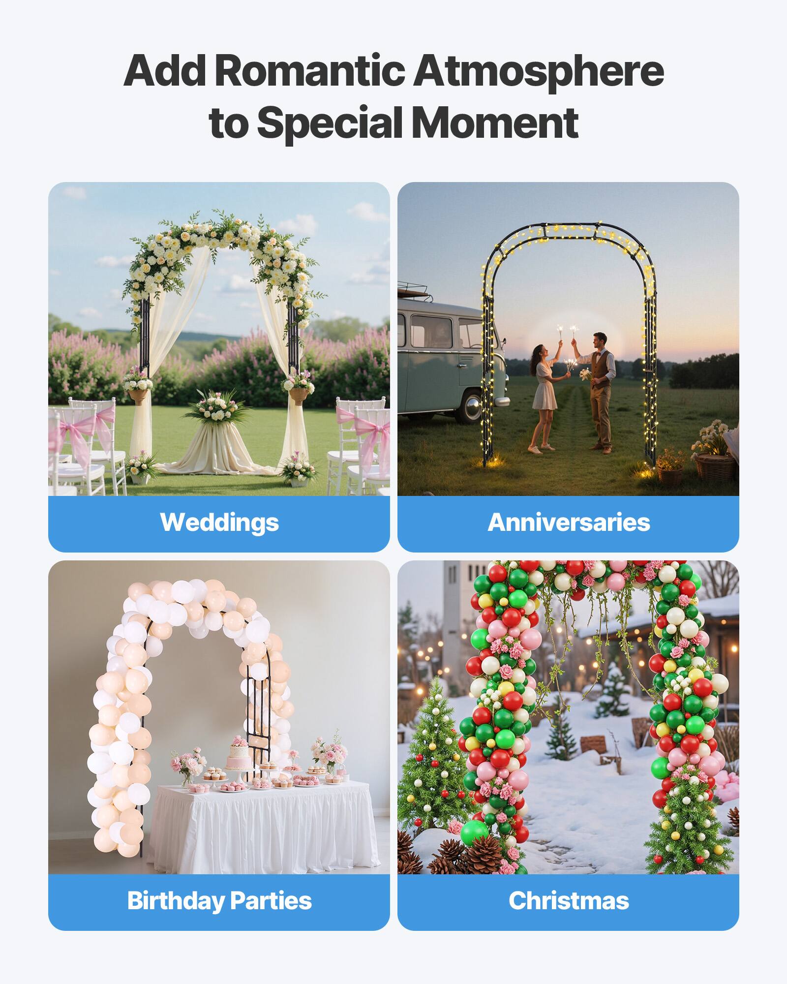 Add Romantic Atmosphere to Special Moment

Weddings

Anniversaries

Birthday Parties

Christmas