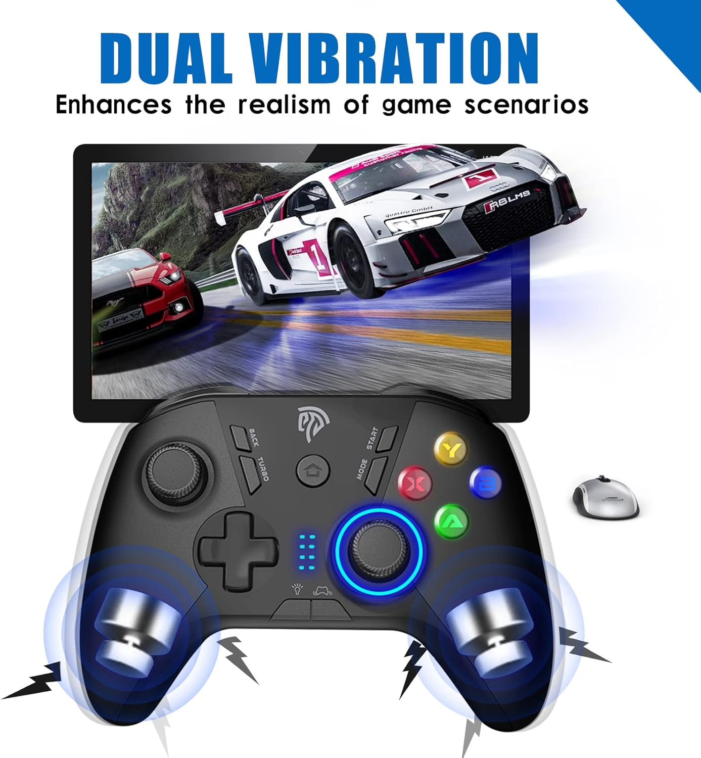 DUAL VIBRATION  
Enhances the realism of game scenarios