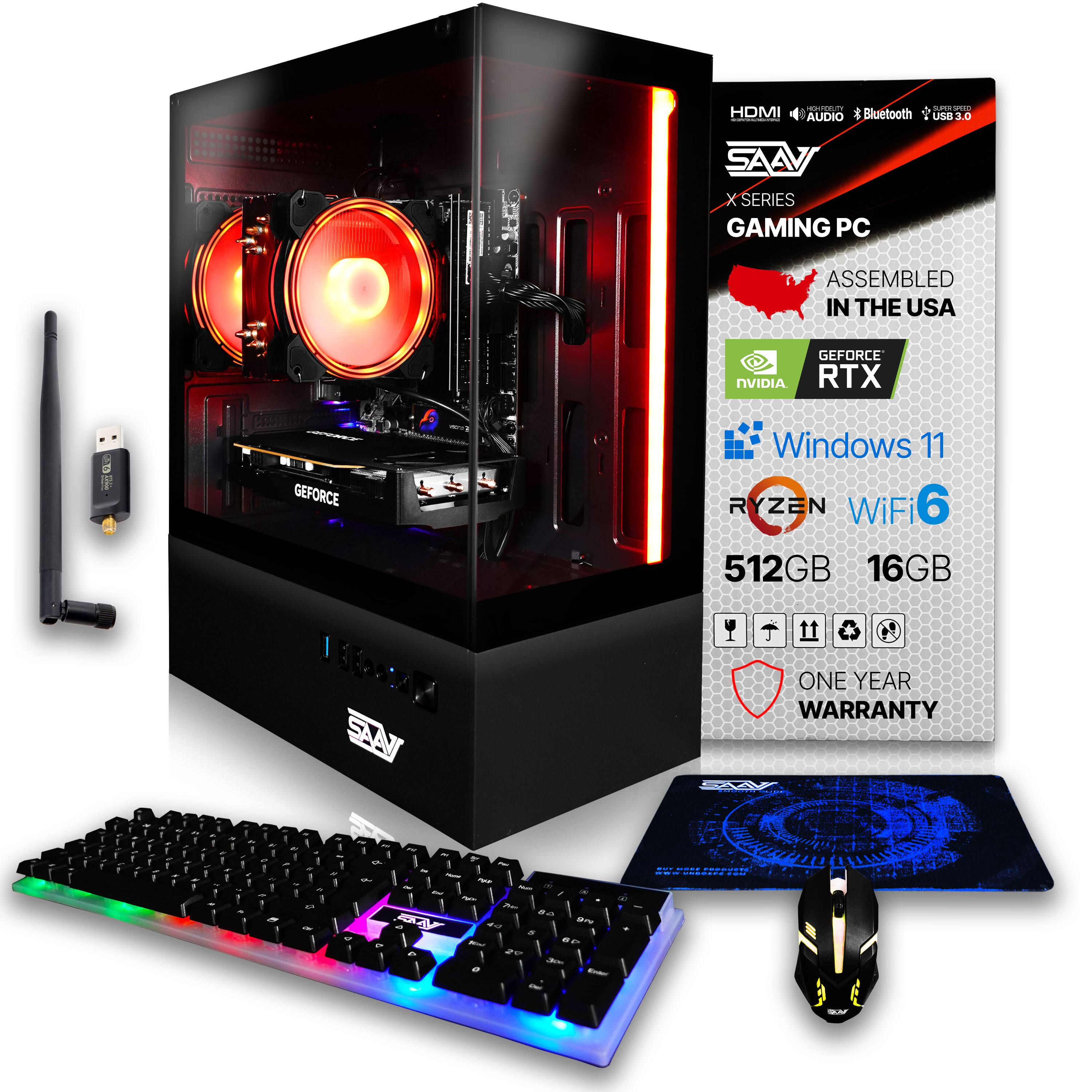E - HDMI AUDIO & Bluetooth SAN X SERIES GAMING PC - USA 3.0 ASSEMBLED IN THE USA GEFORCE NVIDIA RTX GEFORCE 12 SAN Windows 11 RYZEN WiFi 6 512GB 16GB ONE YEAR WARRANTY