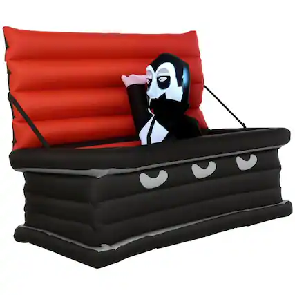 Front. PULUZ - 6FT W Halloween Inflatables Outdoor Decorations Vampire and Giant Coffin, Blow Up LED Yard Decor, for Garden, Lawn, Part - Multi-colored.